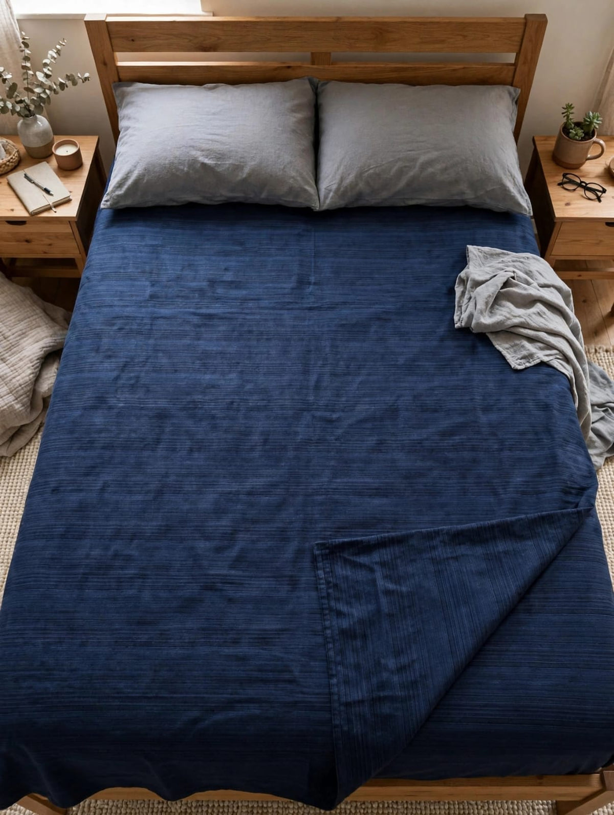 Ponni Bedsheet - Blue & Black