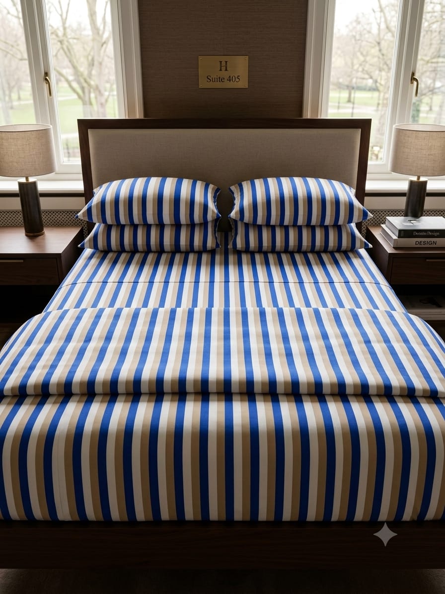 Winner Strips Bedsheet  - Blue