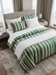 Winner Strips Bedsheet  - Green