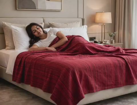 Ponni Bedsheet - Red & Black